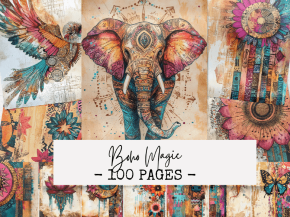 Download Boho Magic Junk Journal Papers - Boho Collection