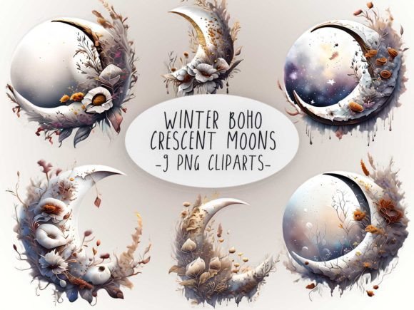 Download Winter Boho Crescent Moons - Boho Collection