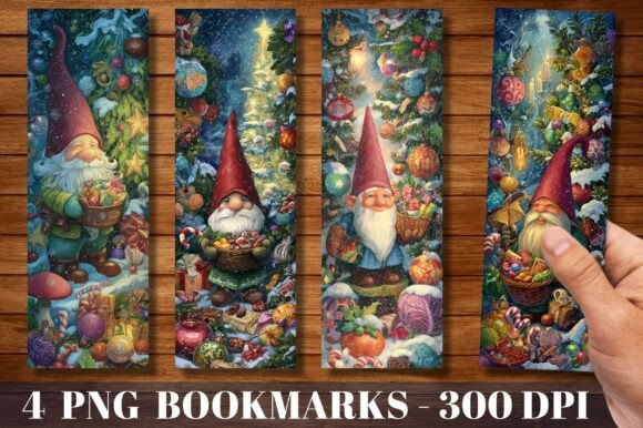 Download Vintage Christmas Gnome Holiday Bookmark - Gnome holiday Collection