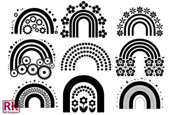 Download Black and White Boho Rainbows SVG Bundle - Boho Collection