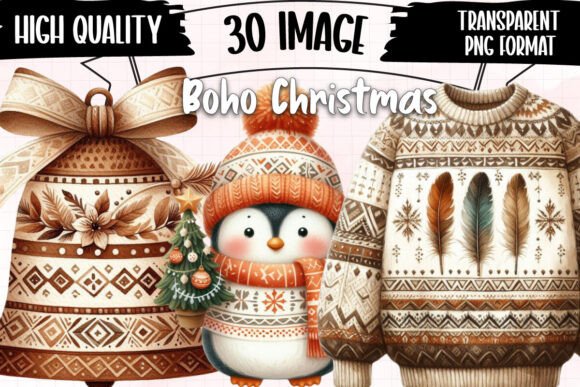 Download Boho Christmas Sublimation Clipart - Boho Collection