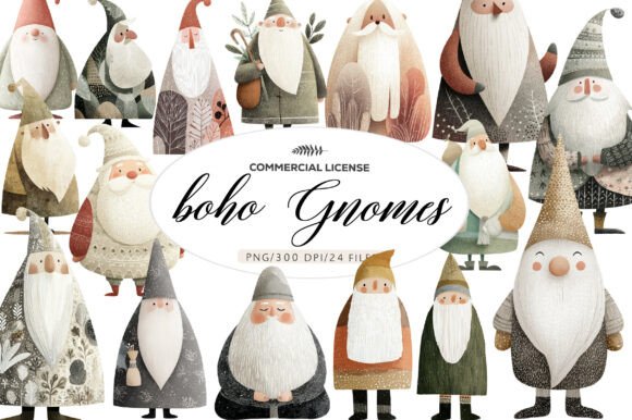 Download Boho Christmas Gnomes Clipart - Boho Collection