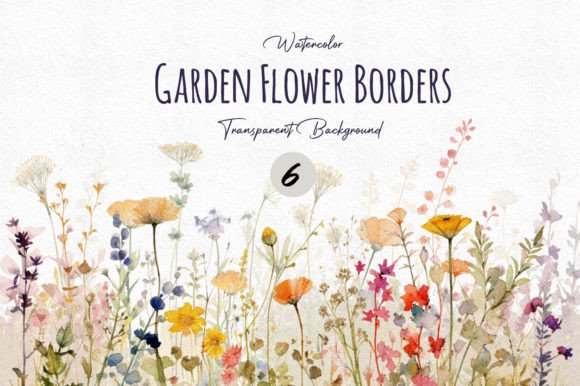 Download Watercolor Garden Flower Border Cliparts - Flower border Collection