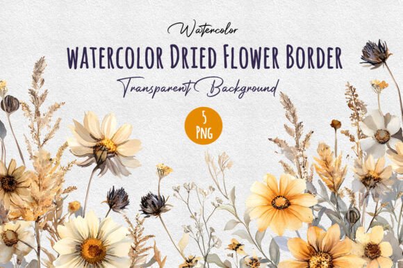 Download Watercolor Seamless Dried Flower Border - Premium Resources