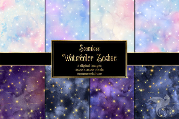 Download Watercolor Zodiac Digital Paper - Zodiac digital paper Collection