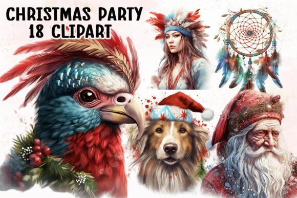 Download Boho Christmas Party Clipart Bundle - Boho Collection