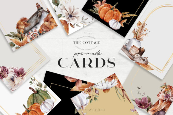 Download Pre-made Autumn Watercolor Cards DIY - Cards Collection