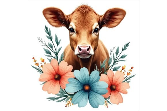 Download Baby Calf Clipart Floral EPS - Floral eps Collection