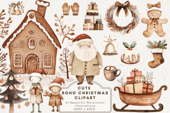 Download Cute Boho Christmas Clipart - Boho Collection