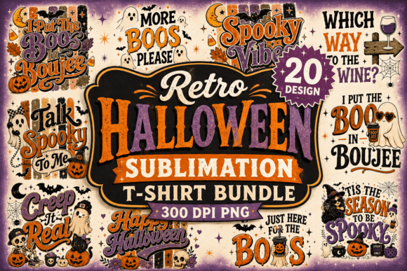 Download Retro Halloween PNG TShirt Design Bundle - Retro halloween png Collection