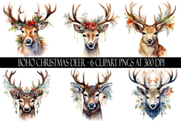Download Boho Christmas Deer Clipart - Boho Collection