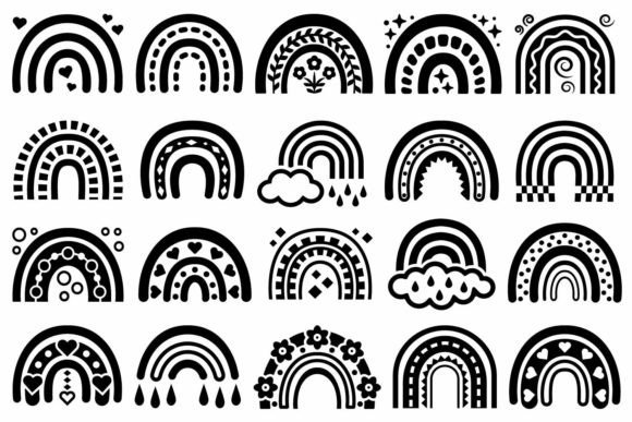 Download Black and White Boho Rainbows - Boho Collection