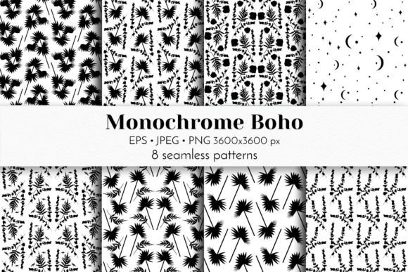Download Black and White Boho Seamless Patterns - Boho Collection