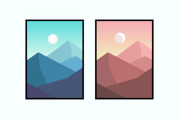 Download Mountain Boho Sun and Moon Poster - Boho Collection