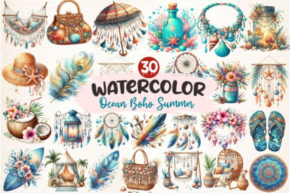 Download Ocean Boho Summer Clipart - Premium Resources