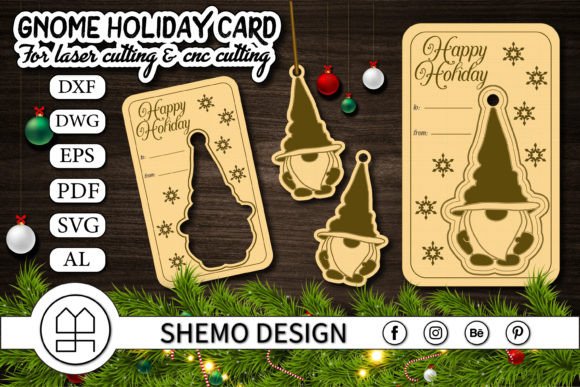 Download Gnome Holiday Card for Laser Cutting - Gnome holiday Collection
