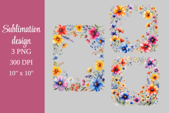 Download Watercolor Flower Border Clipart Set PNG - Flower border Collection