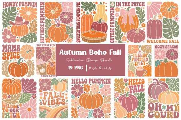 Download Autumn Boho Fall Sublimation Bundle - Boho Collection