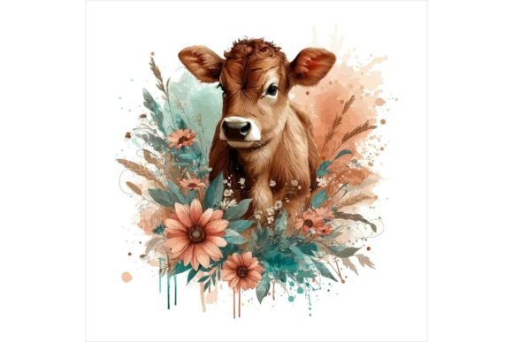 Download Baby Calf Clipart Floral EPS - Floral eps Collection