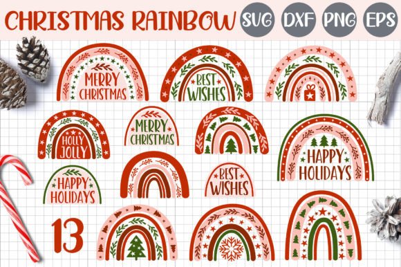 Download Boho Christmas Rainbow Vector Clipart - Boho Collection